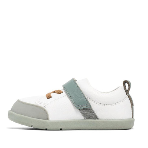 Pretty Brave Boston Leather Trainer First Walker White Sage